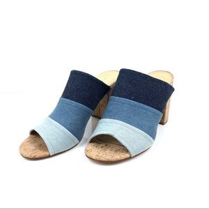 Marc Fisher Denim Prenna Block-Heel Mules